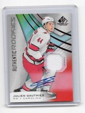 2019-20 UPPER DECK SP GAME USED JULIEN GAUTHIER AUTHENTIC ROOKIES JERSEY AUTO
