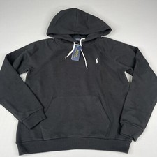 Polo Ralph Lauren Women's MEDIUM Black Fleece Hoodie Front Pocket
