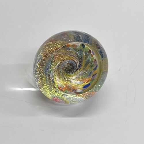 Glass Eye Studio GES 1996 Hand Blown Paperweight 2" Fireball