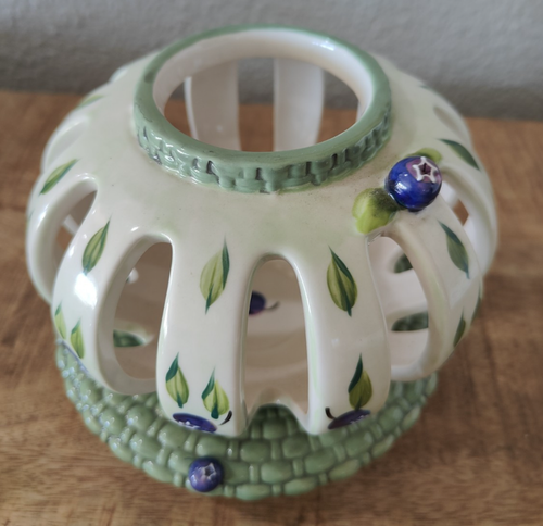 Blue Sky Clayworks Blueberry Tea Light Votive Signed Jeanette McCall - Picture 2 of 8