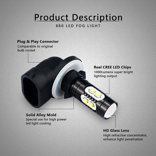 Combo For Pontiac Solstice 2006 2007 2008 2009 LED Headlight Hi/Lo+FogLight Bulb - Picture 10 of 11