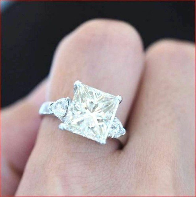 Princess Cut 2.90Ct Simulated Diamond Engagement Ring 14k White Gold in Size 8 Princess Cut 2.90Ct Simulated Diamond Engagement Ring 14k White Gold in Size 8