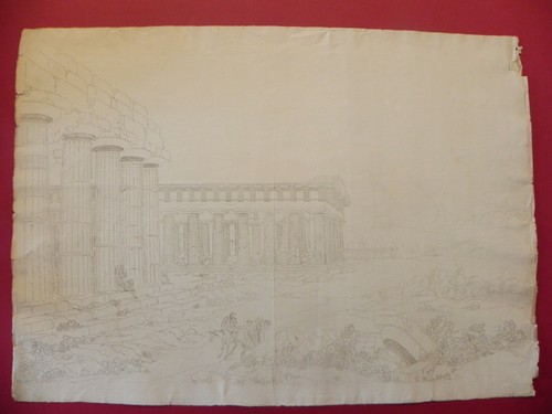 Ducros Zyl Radierung Original Ething 1790 Paestum Pestum Tempel Apollo