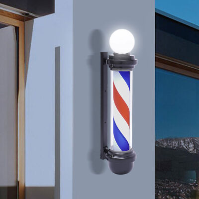 32'' LED Rotating Barber Pole Light Red White Blue 110V Wall Mount US Plug