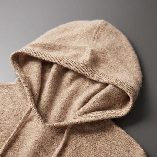 Men's female cashmere One-piece ready-to-wear Hoodie 100% Merino Wool Knitted - Picture 17 of 32