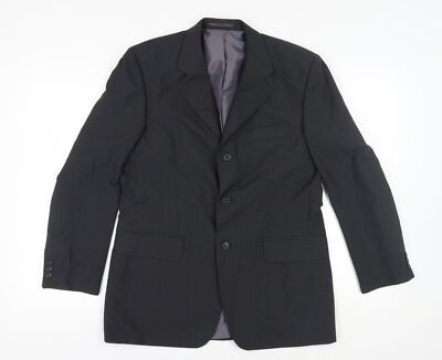 Genesis Herren Blazer schwarz Nadelstreifen normale Passform Größe 40R