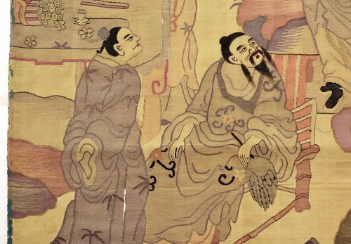 1900's Chinese Silk Embroidery Textile Kesi Kossu Panel Tapestry Figure 40.5X15 - Picture 3 of 14