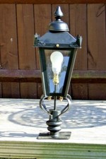 USED Ex-Display 71cm Black Victorian Driveway Pillar Top Light and Lantern Set