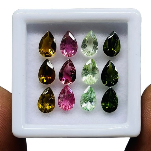 12 Pcs Natural Tourmaline 6x4mm Pear Cut Loose Untreated Gemstones Lot 4.82 Cts - Picture 5 of 8