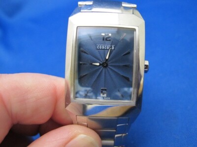 Nice Mens 27mm CONCORD CARLTON Blue Dial Stainless Watch- 7.25 Inch