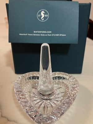 Waterford Giftology Crystal Heart Shaped Ring Holder | Navy Gift Box | NEW
