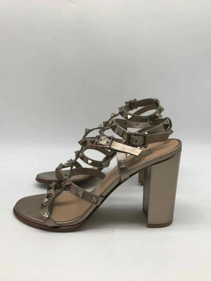 Valentino Gris Talla 37 Rockstud Gladiador Correa Tobillo Tacón Foto 2 de 4