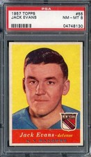 1957-58 Topps #55 Jack Evans PSA 8 NY Rangers *ML70-515