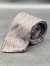 Versace Medusa Brown Dot Stripe Silk Feel Tie Classic Mens Necktie