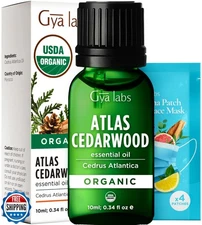Gya Labs Organic Cedarwood Essential Oil - 0.34 Fl Oz - for Skin, Hair, Diffu