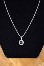 David Yurman Sterling Silver Black Onyx Diamond Halo Pendant Necklace 17 Rare