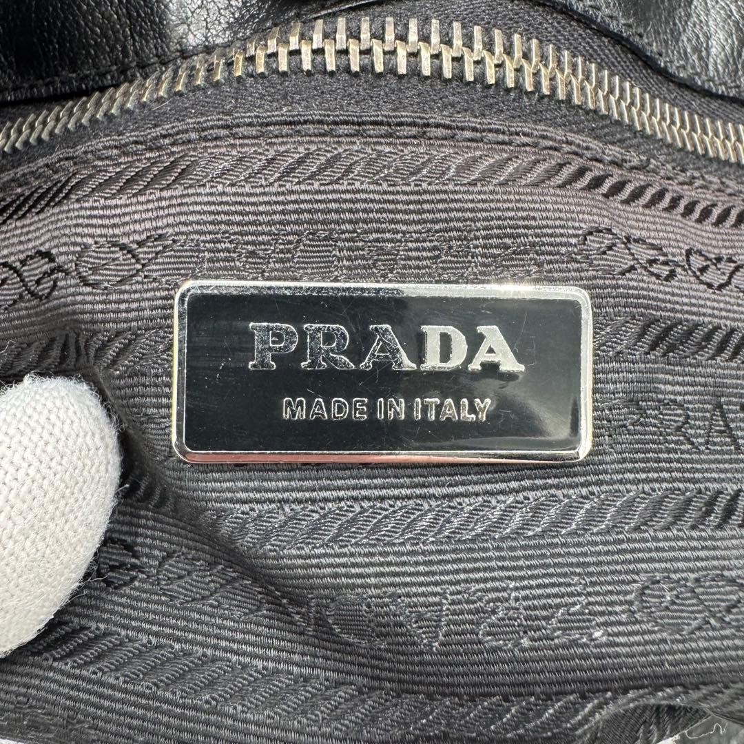 PRADA Men's Tote Bag Handbag Leather Black Noir Used Authentic thumbnail 19