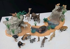 Schleich Waterfall, Watering Hole Playset Inc 16 RARE figures
