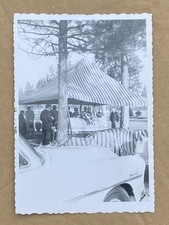 Vintage 1957 White Casket Funeral Photo w/ 1954 ? Hudson Hornet Automobile Car