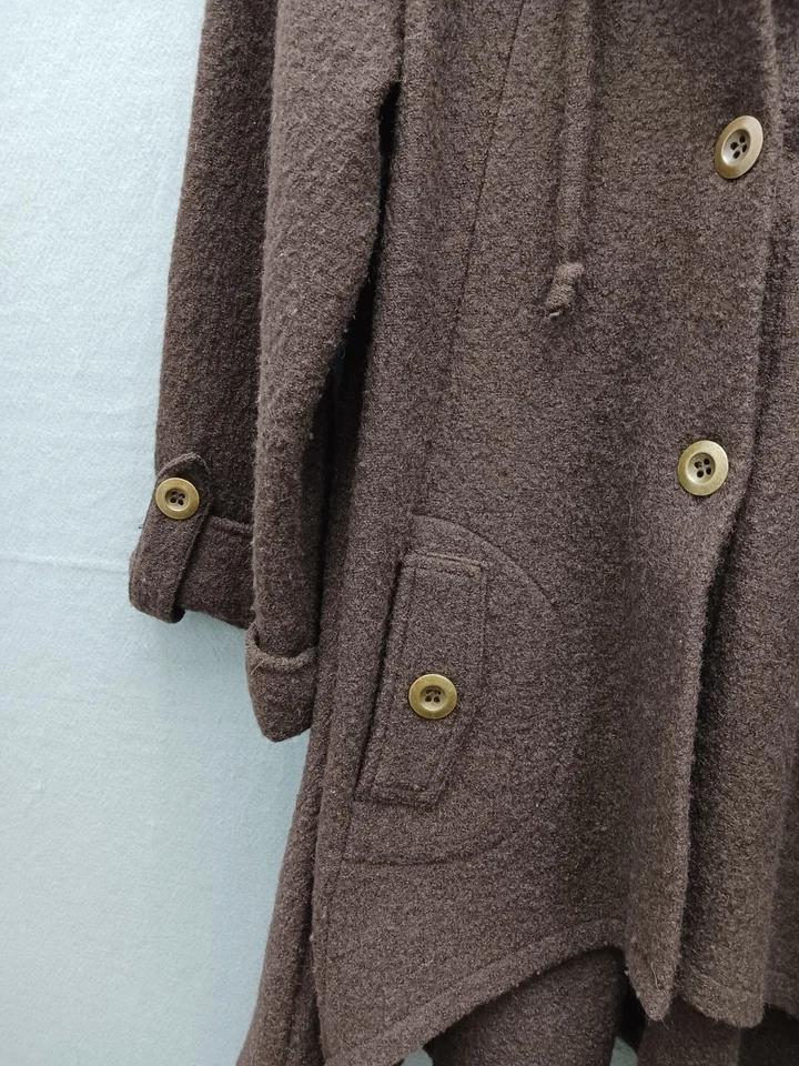 Zoe D Women's Coat Size S Brown Hooded Button Front Patch Pockets Foto 4 de 4