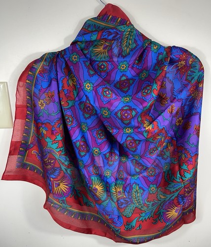 Berkshire Bufanda Chal Mujer’s Rojo Púrpura Vacaciones Dinero Antiguo Elegante Hecho en Italia - Imagen 1 de 6