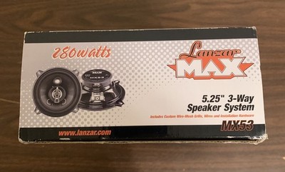Lanzar MX53 5.25'' 280 W3-Way Max Series Coaxial Car Speakers, New - Black