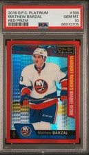 Mathew Barzal RC '16 OPC PLATINUM MARQUEE ROOKIES RED PRISM /199 GEM MINT PSA 10