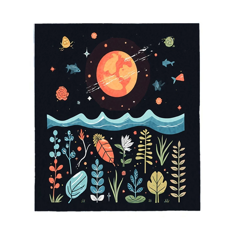 Whimsical Celestial Flannel Blanket - Soft Cozy Design with Moon Stars Colorful - Image 2 of 4