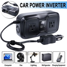 200W Car Power Inverter 12V DC to 110V AC Converter LED Display 4 USB Laptop