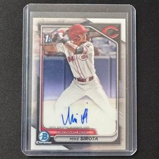🔌IU 2024 BOWMAN CHROME BASEBALL PROSPECT 1ST AUTO MIKE SIROTA