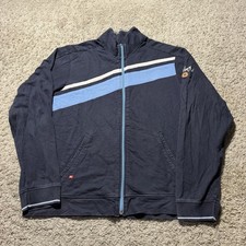 Vintage Y2k Quiksilver Mens Full Zip Track Jacket Cotton Blue L 90s Surf Skate