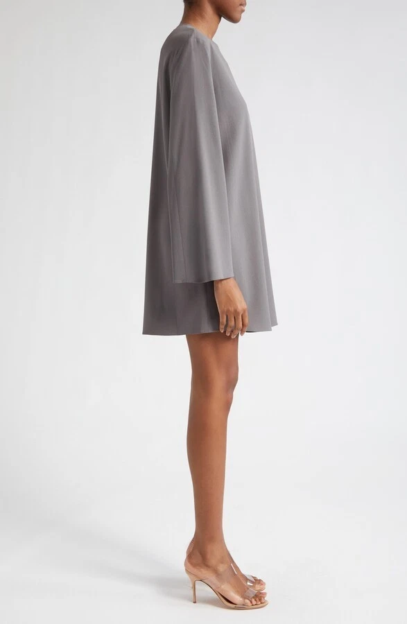 NEW, Lapointe Long Sleeve Pebble Crepe Shift Dress in Steel Size M #T3580 - Image 3 of 4