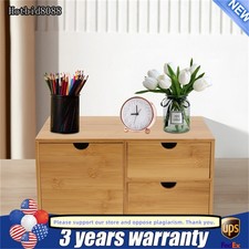 Bamboo Desk Organizer Drawer Tabletop Storage Organization Box Home
