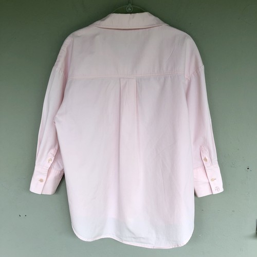 Anine Bing Mika Shirt XS Pink Cotton Poplin Button Up Oversize Preppy Designer - Picture 7 of 16