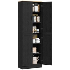 67" Kitchen Pantry Storage Cabinet w/ Shelves, Distressed Black