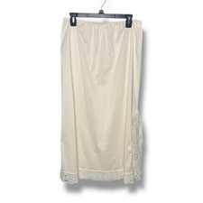 Vintage Opalaire Plus Size 2X Half Slip Lace Trim Ivory Side Slit Nylon Classic