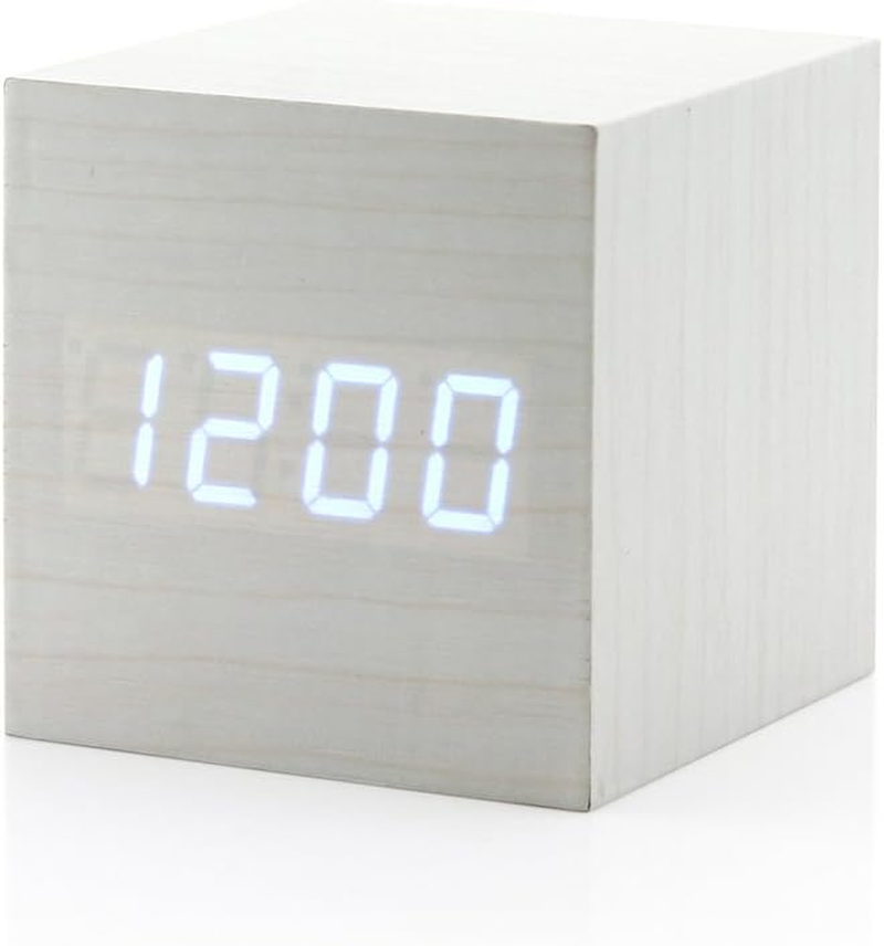 Digital Alarm Clock, Wooden Alarm Clocks, LED Clock for Bedroom, Small Digital C