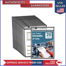 20 Pack Job Ticket Holders 9x12 Clear Plastic Document Sleeves Dry Erase Pockets