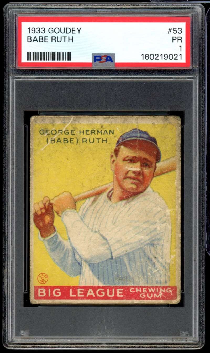 Babe Ruth Card 1933 Goudey #53 PSA 1