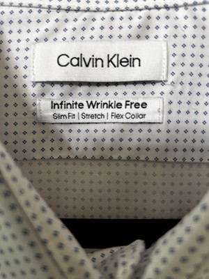 New Calvin Klein Men Non Iron & Wrinkle Blue Star Sz XL 17.5 Stretch Dress Shirt
