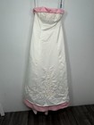 Alfred Angelo A Line Satin Wedding Dress With Pink Satin Trim Size 8 10 LMT1
