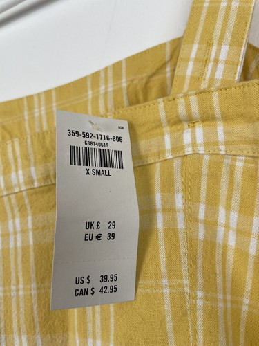 NWT Hollister Yellow & White Plaid Check Cotton Belted Sun Dress Pinafore XS - Picture 6 of 8