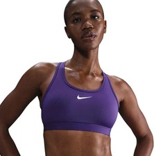 NIKE SWOOSH WOMENS DRI-FIT PADDED SPORTS TRAINING BRA PURPLE SZ S DX6821-NWT