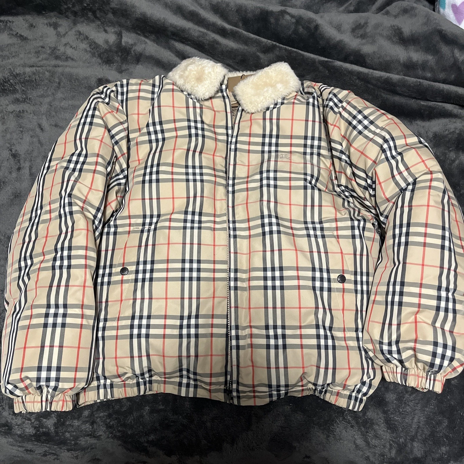 Veste matelassée à carreaux Supreme x Burberry Nova beige homme L AUTHENTIQUE avec étiquettes
