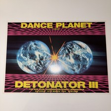DANCE PLANET - DETONATOR III - A4+ RAVE FLYER - 19/3/1994 - QUE CLUB, BIRMINGHAM