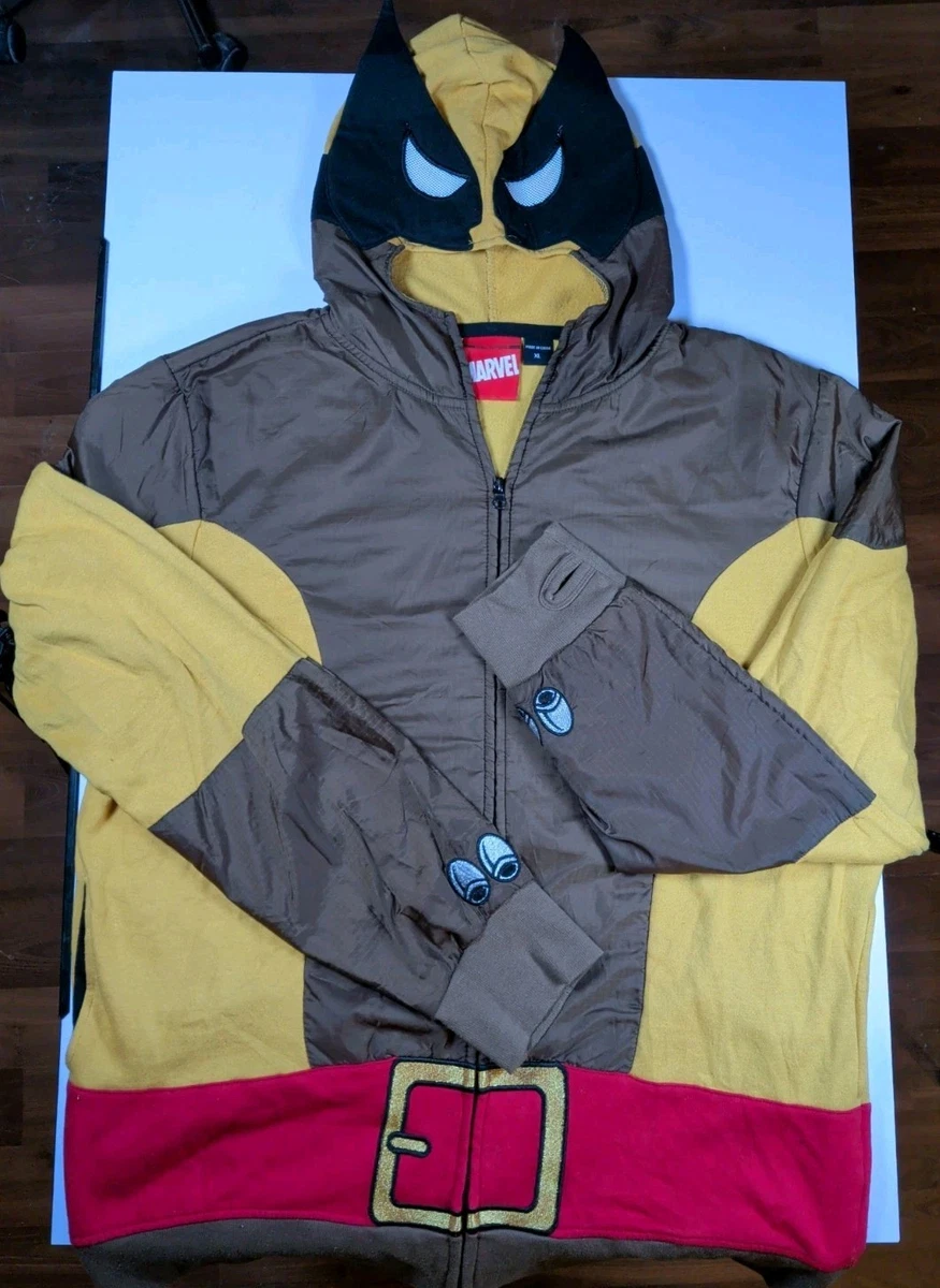 Adult Men's Marvel Comics X-Men Wolverine Brown Costume Hoodie Sweatshirt - XL