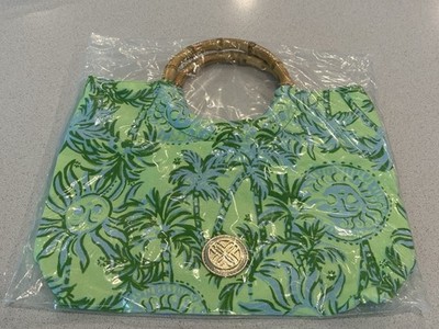NWT Lilly Pulitzer Bamboo Handle Bag Purse Cool Mint Catchin Rays New Release