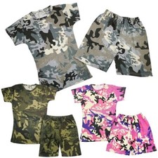 A2Z 4 Kids Girls T-shirt Top Shorts Set Camouflage 100 Cotton Short 2 Piece set