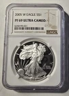 2005 W ~ NGC PF69 ULTRA CAMEO 1 OZ AMERICAN SILVER EAGLE