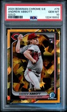 2024 BOWMAN CHROME SAPPHIRE EDITION 79 ANDREW ABBOTT GOLD /50 RC PSA 10 GEM